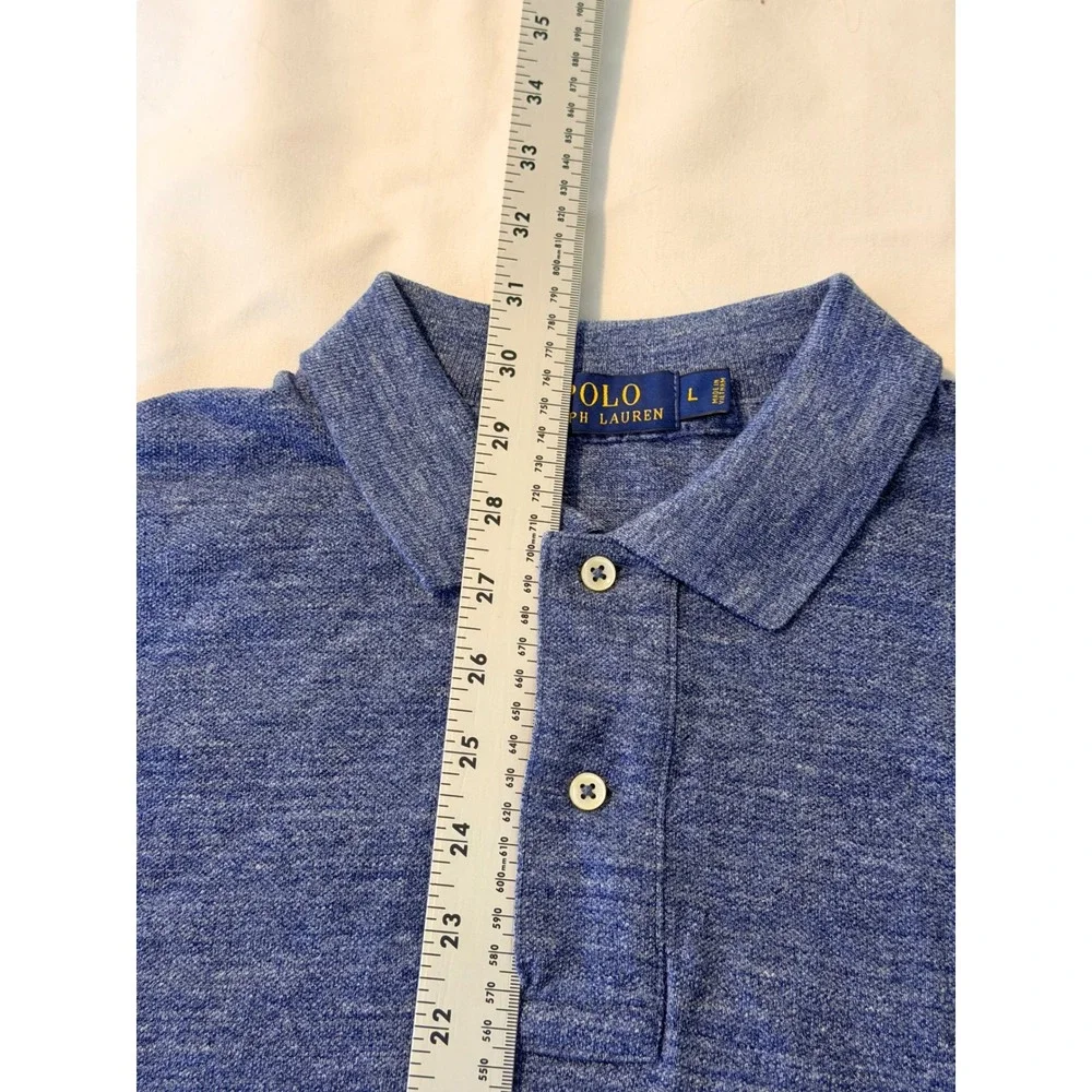 Polo Ralph Lauren Mens Large Blue Heather Cotton Short Sleeve Pony Logo Polo
